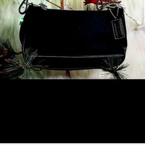 Coach Black Signature Jacquard & Leather Baguette